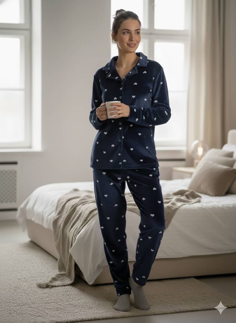 بجامة مخمل أزرار